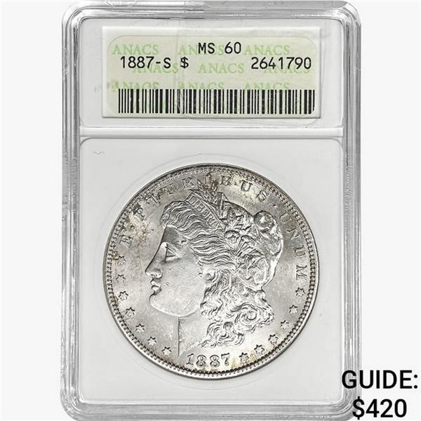 1887-S Morgan Silver Dollar ANACS MS60