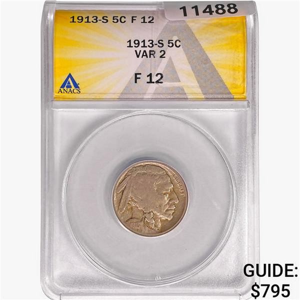 1913-S Buffalo Nickel ANACS F12 VAR 2