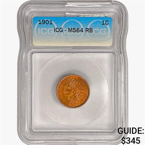 1901 Indian Head Cent ICG MS64 RB