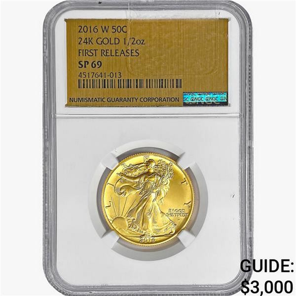 2016-W Walking Lib. 50C 24K Gold 1/2oz. NGC SP69