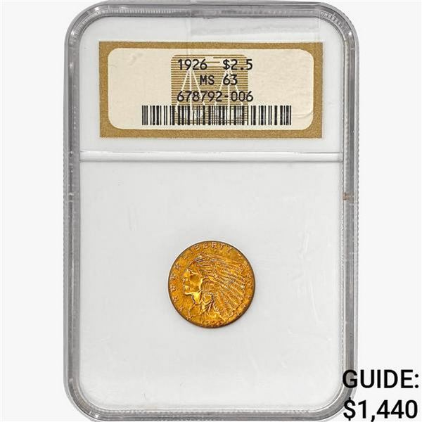 1926 $2.50 Gold Quarter Eagle NGC MS63