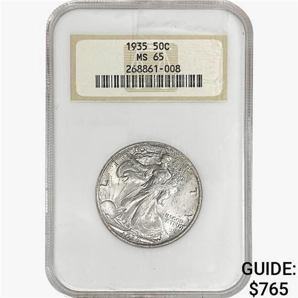 1935 Walking Liberty Half Dollar NGC MS65