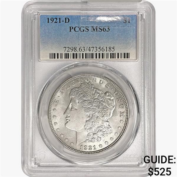 1921-D Morgan Silver Dollar PCGS MS63