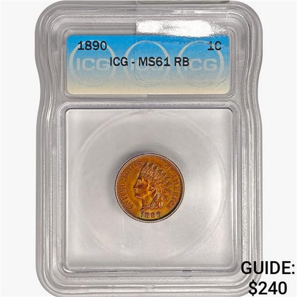 1890 Indian Head Cent ICG MS61 RB