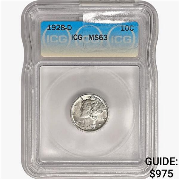 1928-D Mercury Silver Dime ICG MS63