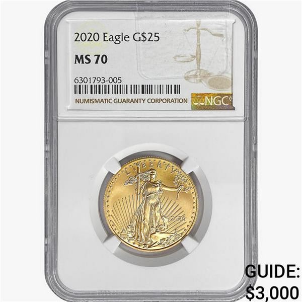2020 $25 1/2oz. American Gold Eagle NGC MS70