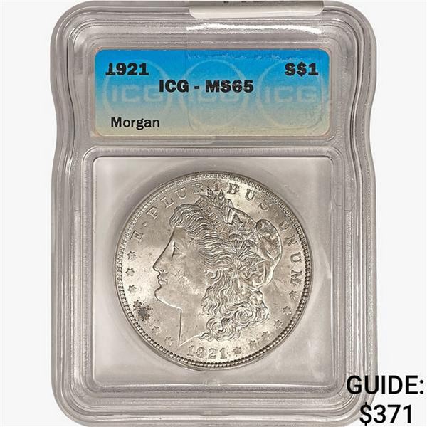 1921 Morgan Silver Dollar ICG MS65