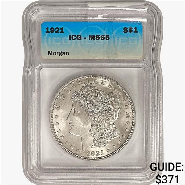 1921 Morgan Silver Dollar ICG MS65