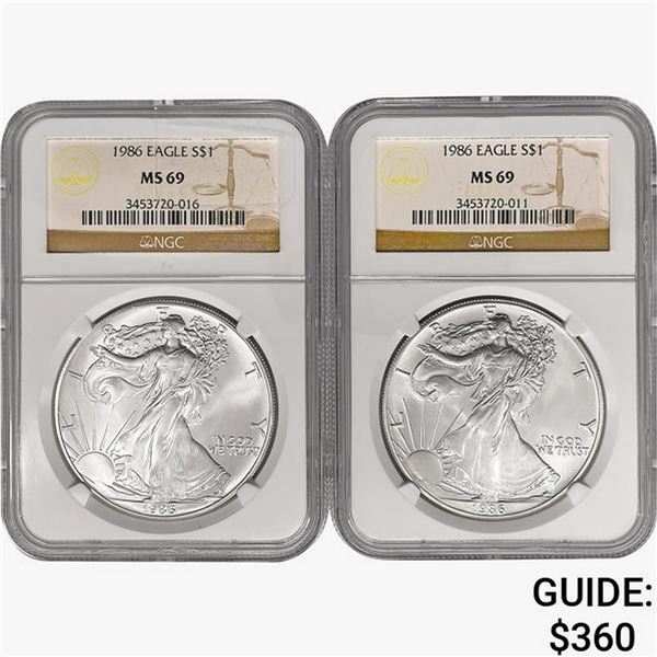 [2] 1986 Silver Eagle NGC MS69