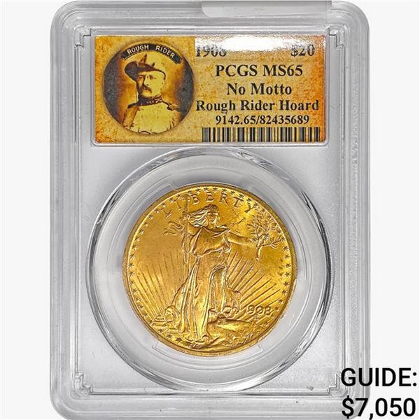 1908 $20 Gold Double Eagle PCGS MS65 No Motto