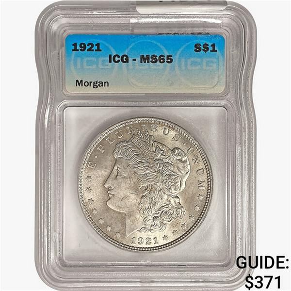 1921 Morgan Silver Dollar ICG MS65