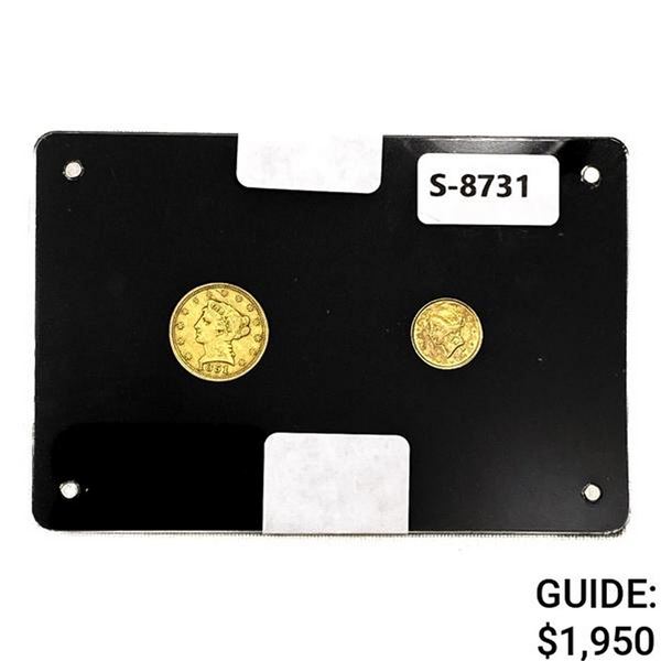 1851 US Gold $1, $2.5 Coins [2 Coins