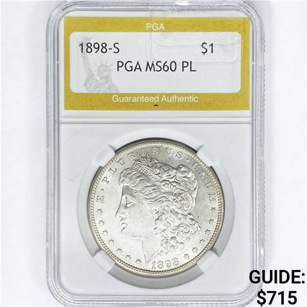 1898-S Morgan Silver Dollar PGA MS60 PL