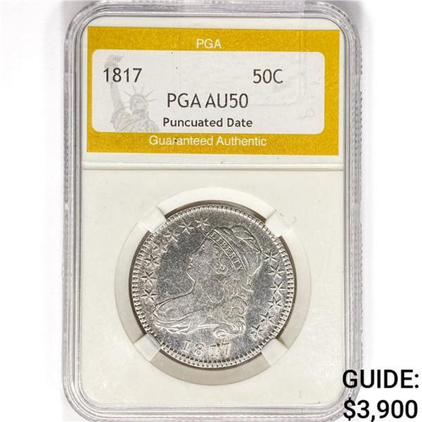 1817 Capped Bust Half Dollar PGA AU50 Punctuated D