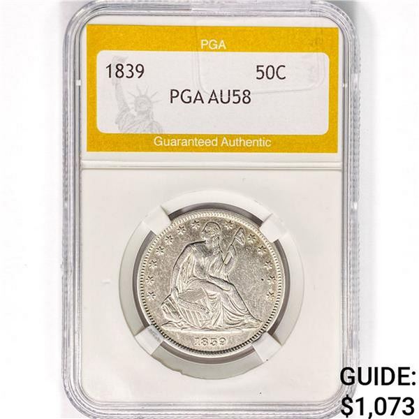 1839 Seated Liberty Half Dollar PGA AU58