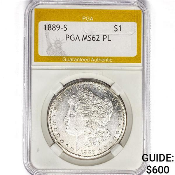 1889-S Morgan Silver Dollar PGA MS62 PL