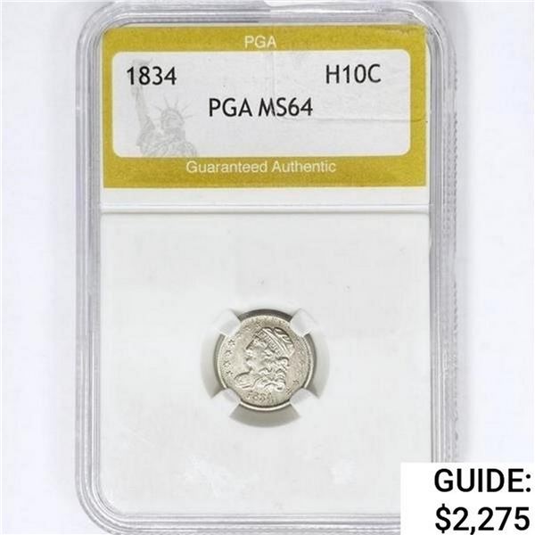 1834 Capped Bust Half Dime PGA MS64