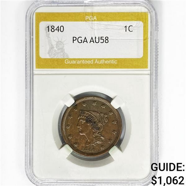 1840 Large Cent PGA AU58