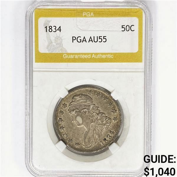 1834 Capped Bust Half Dollar PGA AU55
