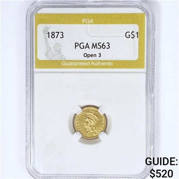 1873 Rare Gold Dollar PGA MS63 Open 3