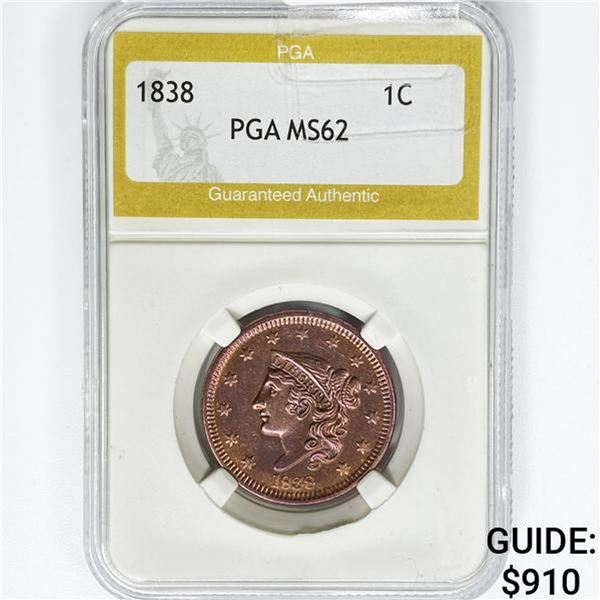 1838 Large Cent PGA MS62
