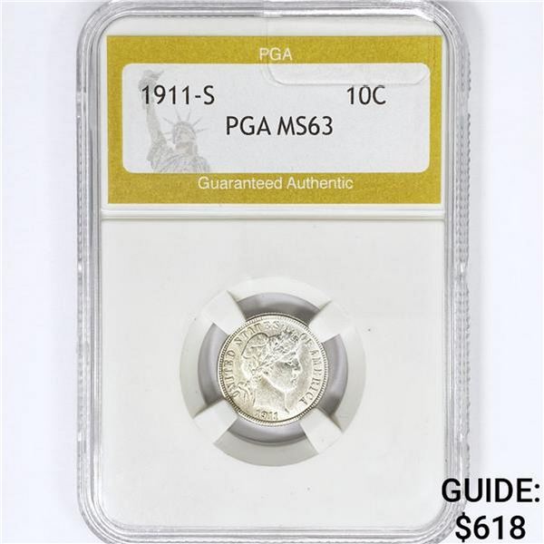 1911-S Barber Dime PGA MS63