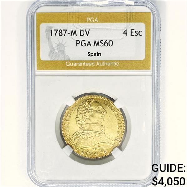 1787-M DV PGA MS60 Spain 4 Esc Gold .38oz