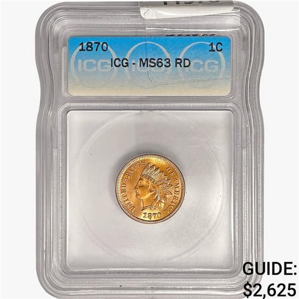 1870 Indian Head Cent ICG MS63 RD