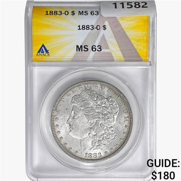 1883-O Morgan Silver Dollar ANACS MS63