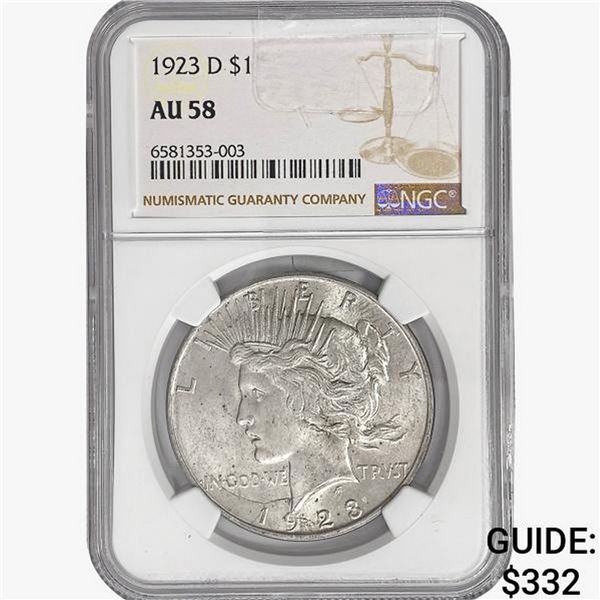 1923-D Silver Peace Dollar NGC AU58