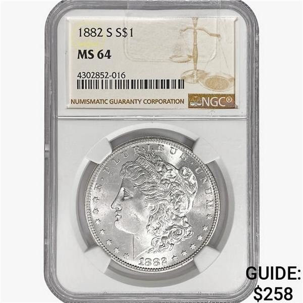 1882-S Morgan Silver Dollar NGC MS64