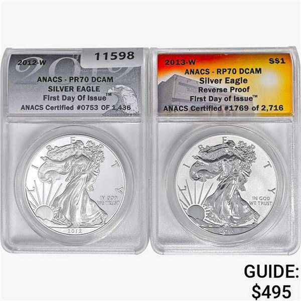 [2] 2012-2013 Silver Eagle ANACS RP/PR70 DCAM