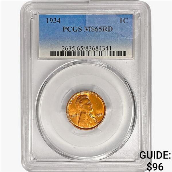 1934 Wheat Cent PCGS MS65 RD