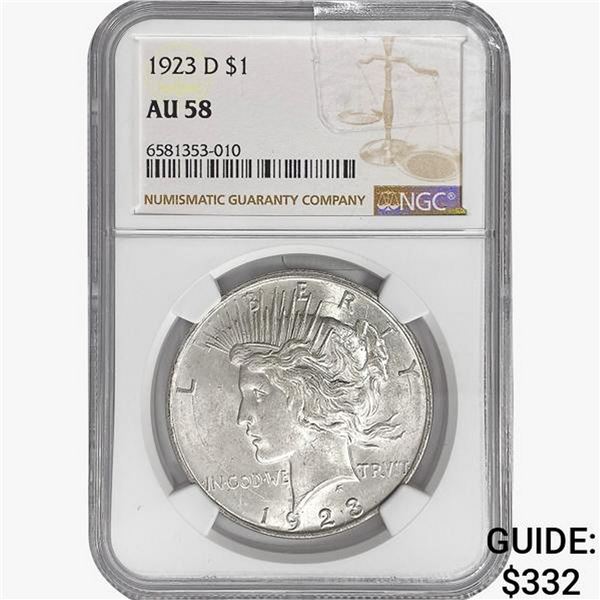 1923-D Silver Peace Dollar NGC AU58