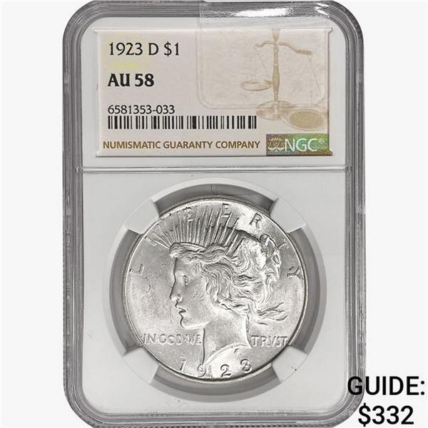 1923-D Silver Peace Dollar NGC AU58