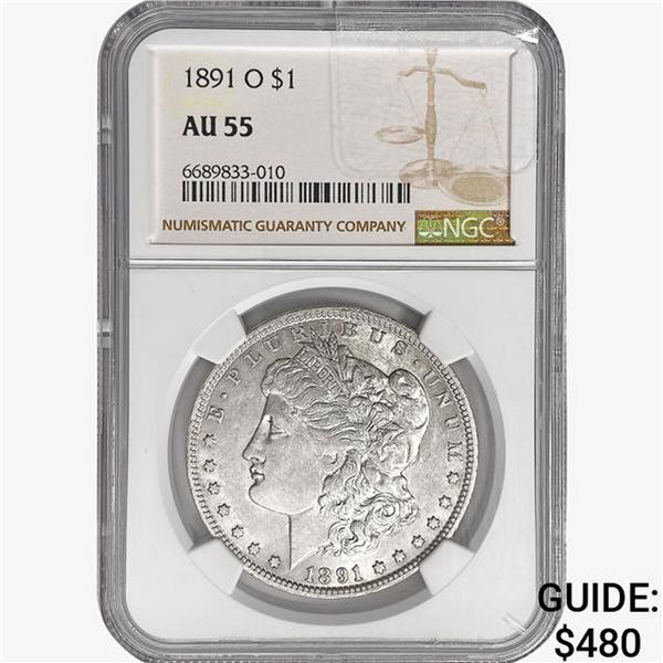 1891-O Morgan Silver Dollar NGC AU55