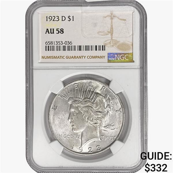 1923-D Silver Peace Dollar NGC AU58