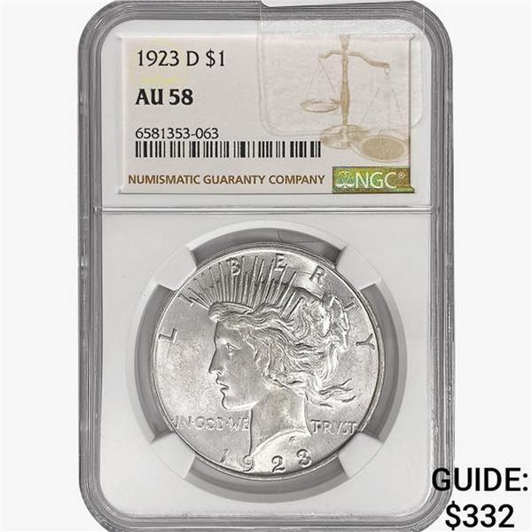1923-D Silver Peace Dollar NGC AU58