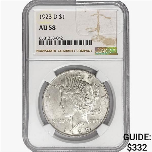 1923-D Silver Peace Dollar NGC AU58