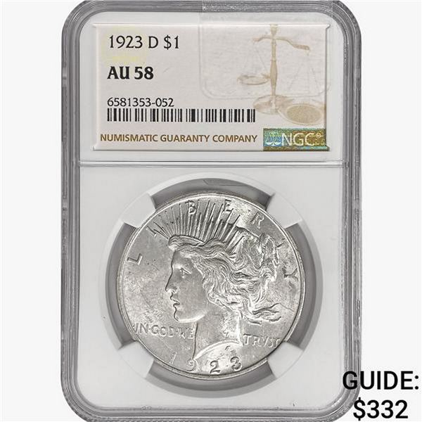 1923-D Silver Peace Dollar NGC AU58