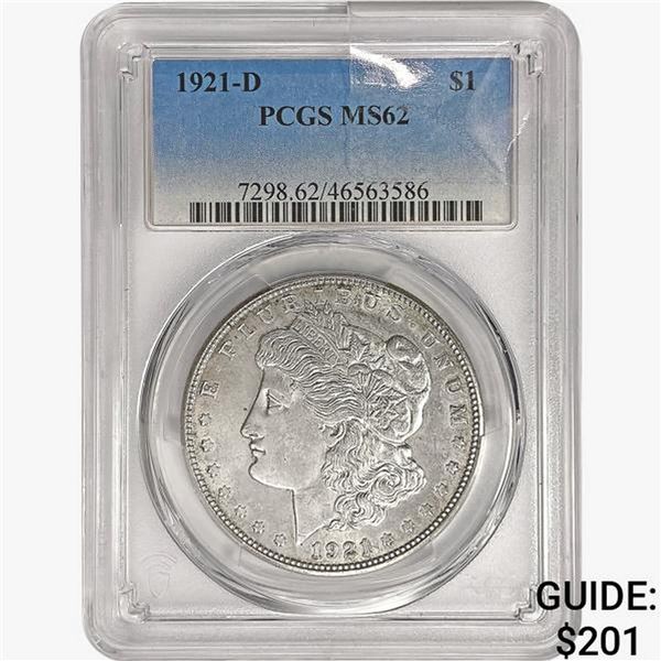 1921-D Morgan Silver Dollar PCGS MS62