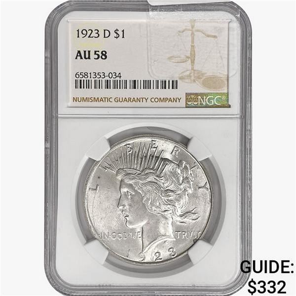 1923-D Silver Peace Dollar NGC AU58