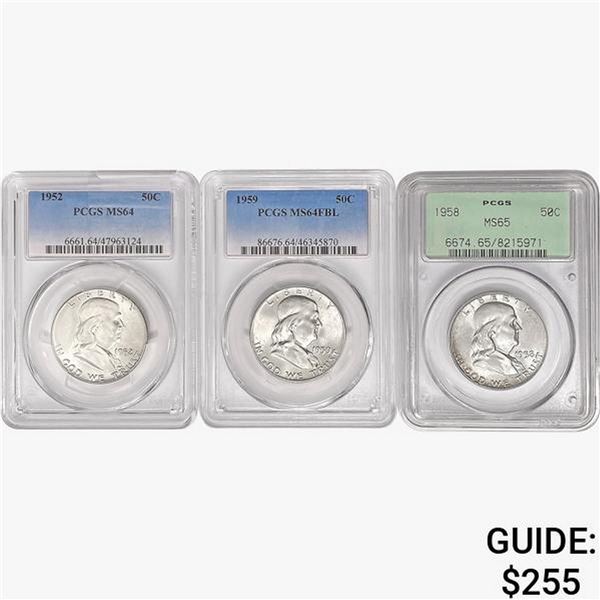 [3] 1952-1959 Franklin Half Dollar PCGS MS64/65