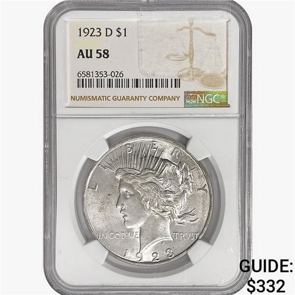 1923-D Silver Peace Dollar NGC AU58