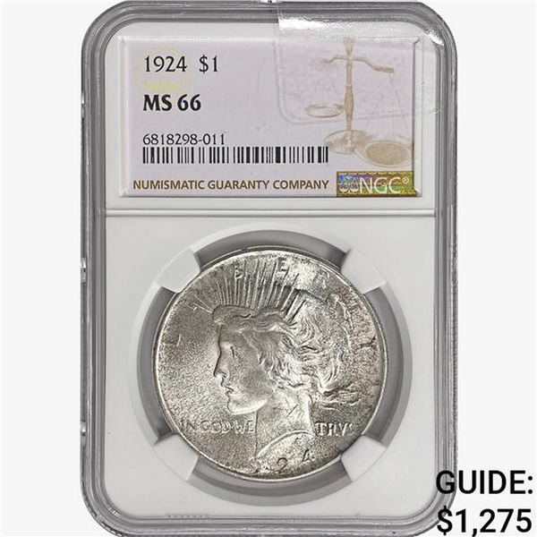 1924 Silver Peace Dollar NGC MS66