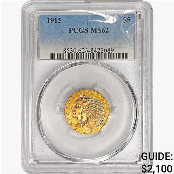 1915 $5 Gold Half Eagle PCGS MS62