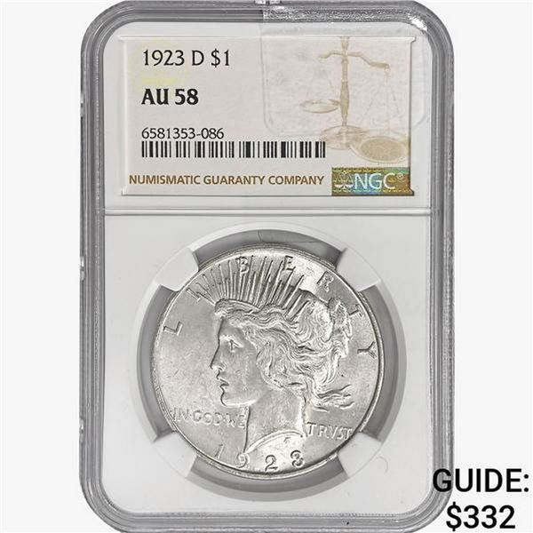 1923-D Silver Peace Dollar NGC AU58