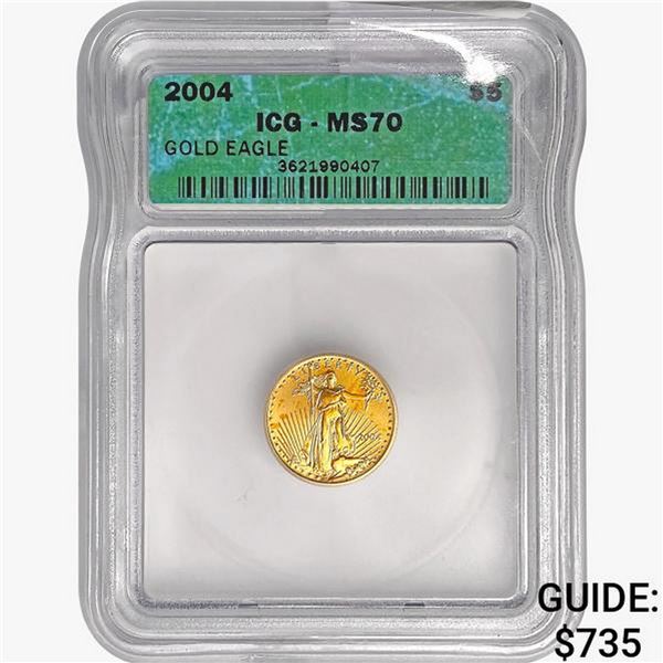 2004 $5 1/10oz. American Gold Eagle ICG MS70
