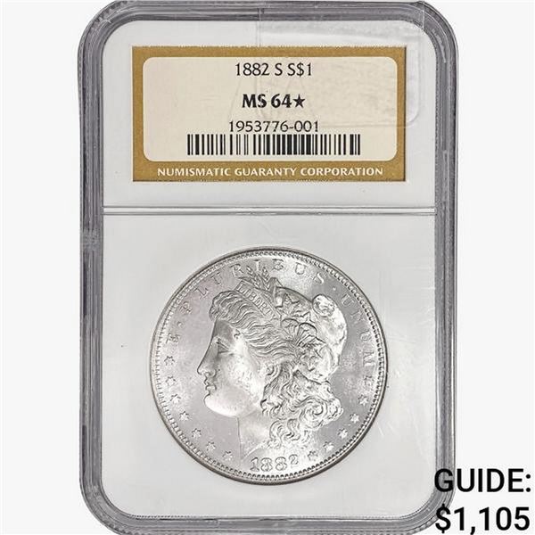 1882-S Morgan Silver Dollar NGC MS64*