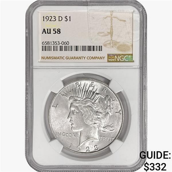1923-D Silver Peace Dollar NGC AU58